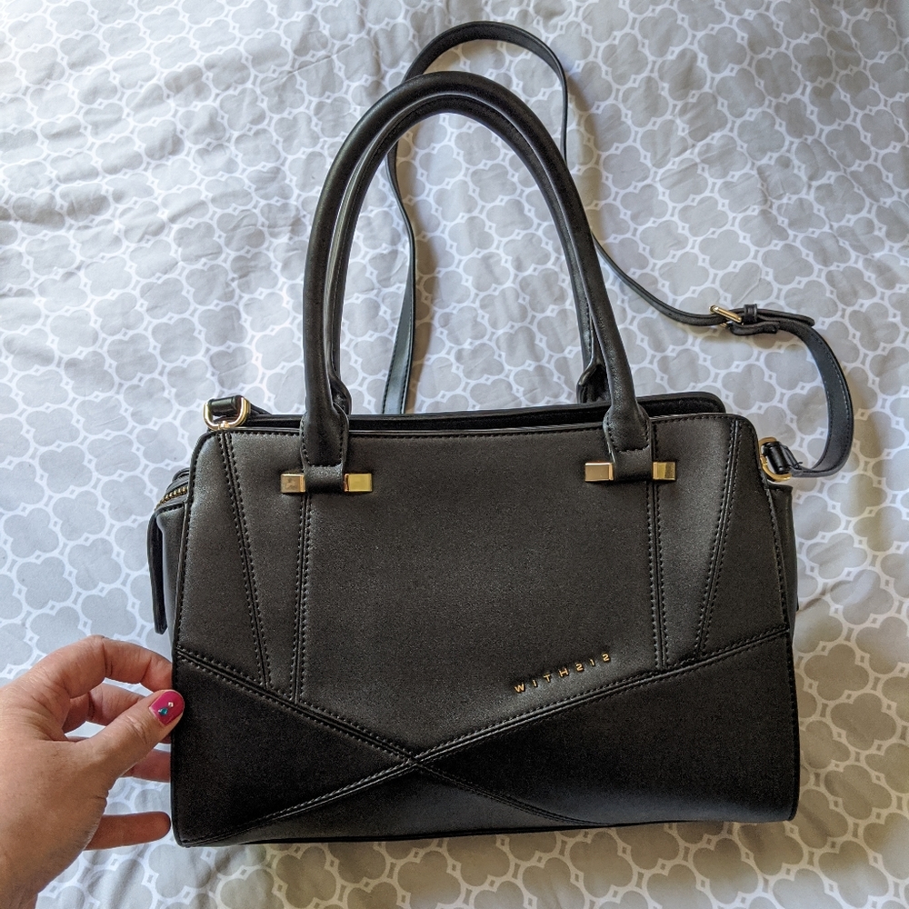 Black Structured Vegan Satchel by With 212